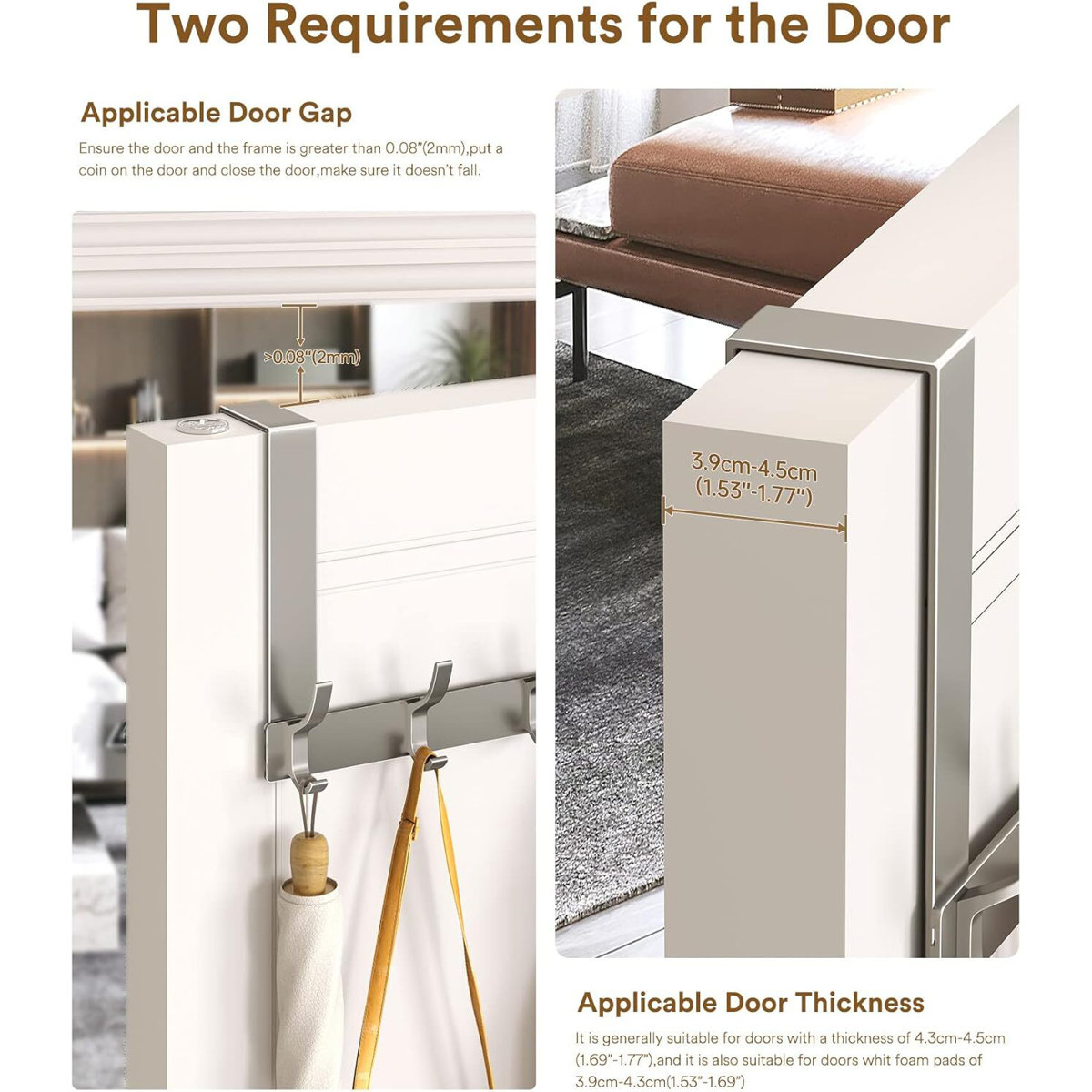 Over Door Hanger, Heavy-Duty and Space Saving Over Door Organizer Rack (12 Hooks) RS-BWTHAH1607-9